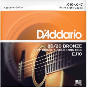 D'Addario EJ10 - Bronze Acoustic Guitar Strings, Extra Light, 10-47 akusztikus